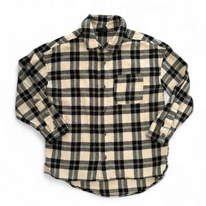 2/$10 Art Class Black and Tan Casual Button Down Shirt - Size Medium